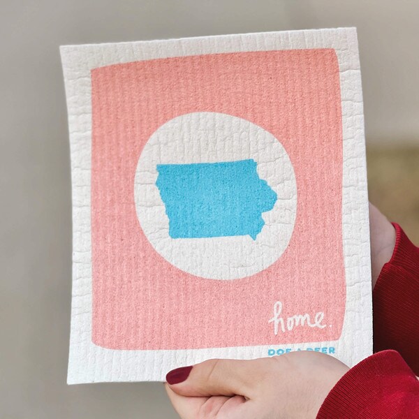 State of Iowa Home Swedish Dishcloth (7"x8")